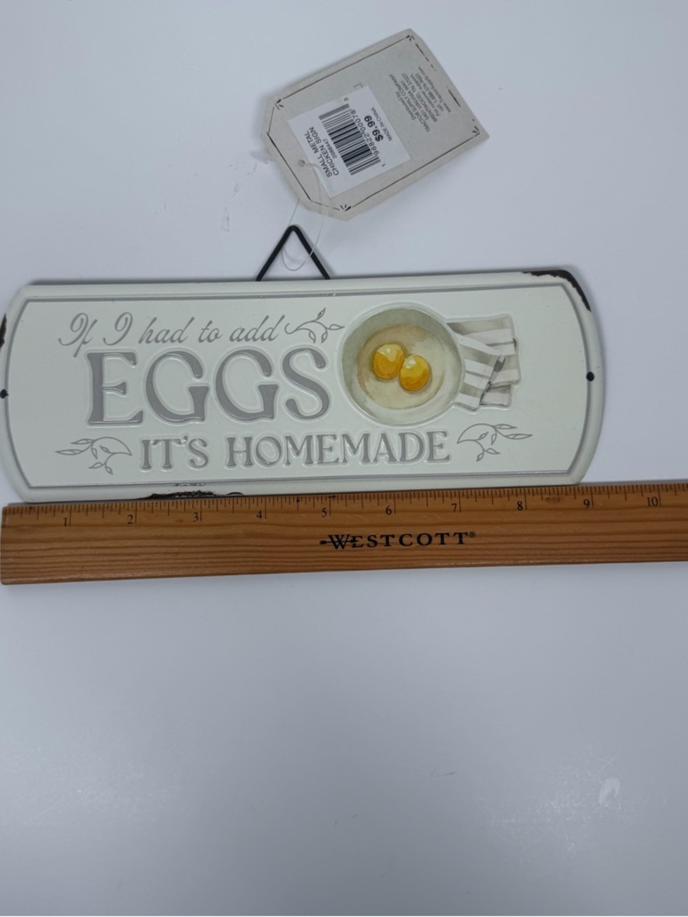 "EGGS It's Homemade" Decorative Kitchen Sign - Cream & Yellow